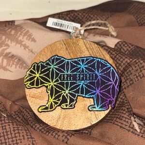 Colorful Bear Christmas ornament reversible MERRY CHRISTMAS NWT